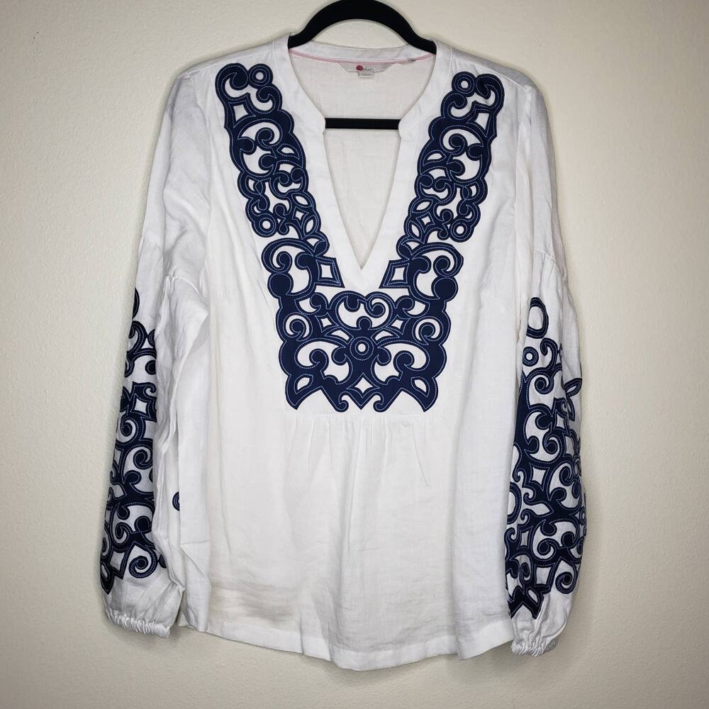 Boden| Leonie Embroidered Top in White